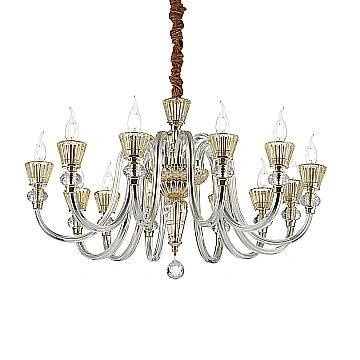 Lampadario Classico Strauss Vetro Oro 12 Luci E14