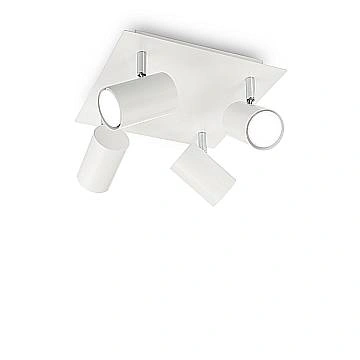 Plafoniera Moderna Spot Metallo Bianco 4 Luci Gu10