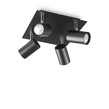 Plafoniera Moderna Spot Metallo Nero 4 Luci Gu10