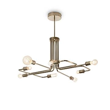 Sospensione Industrial-Minimal Triumph Metallo Ottone 8 Luci E27