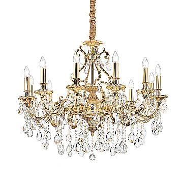 Lampadario Classico Gioconda Metallo-Cristallo Oro 12 Luci E14