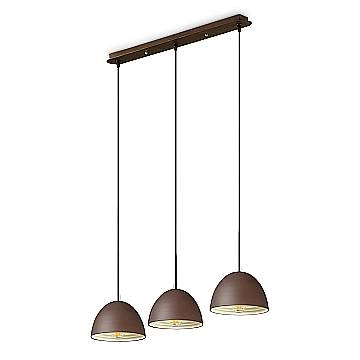 Sospensione Rustica-Country Folk Metallo Corten Ruggine 3 Luci E27