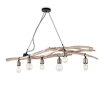 Sospensione Industrial-Minimal Driftwood Legno Marrone 6 Luci E27 Sospensione Industrial-Minimal Driftwood Legno Marrone 6 Luci E27
