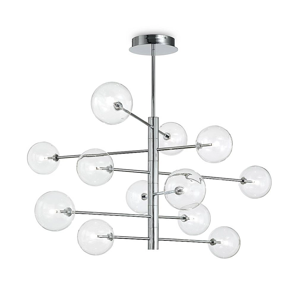 Sospensione Contemporanea Equinoxe Metallo Cromo 12 Luci 2W 3000K Luce Calda 200118