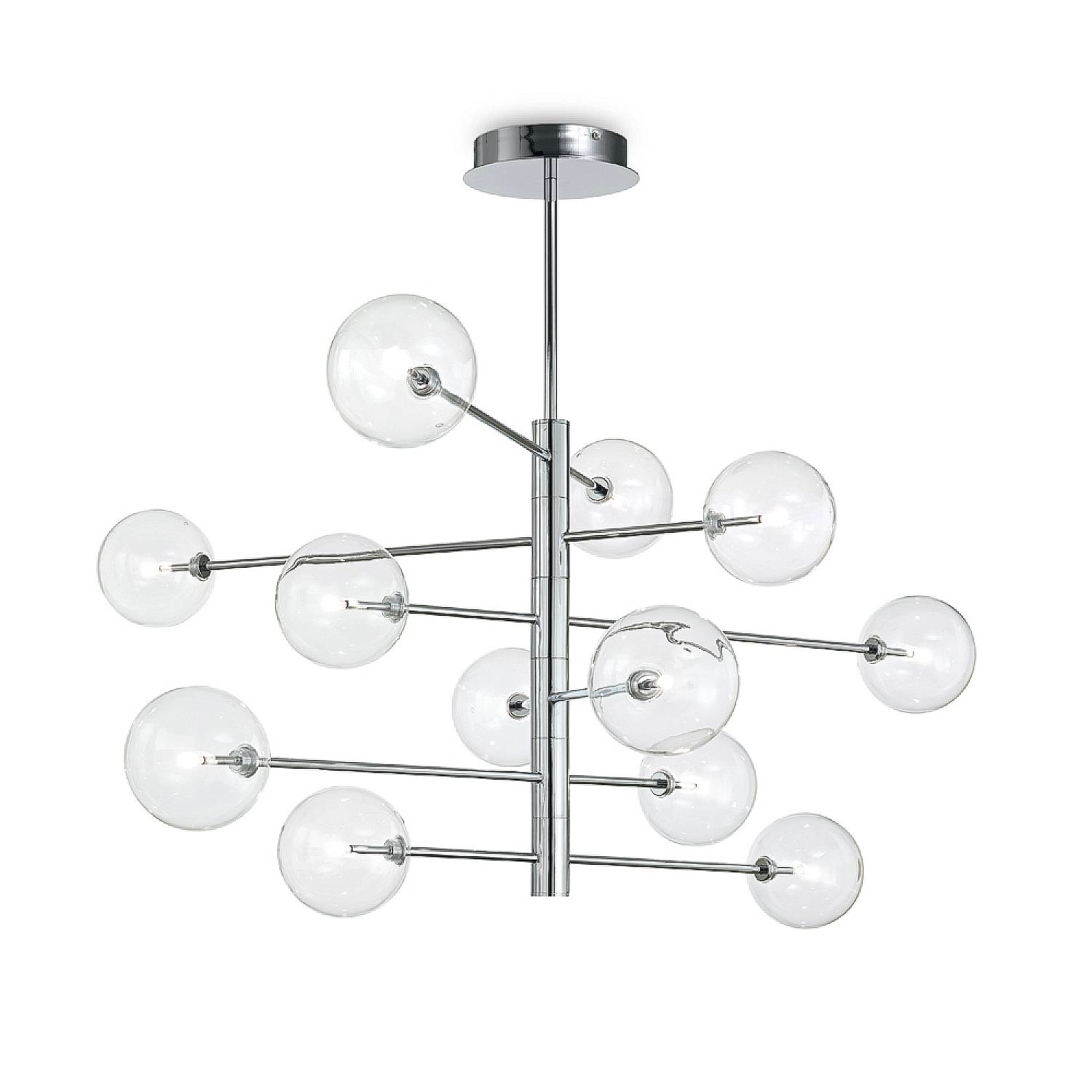 Sospensione Contemporanea Equinoxe Metallo Cromo 12 Luci 2W 3000K Luce Calda 200118
