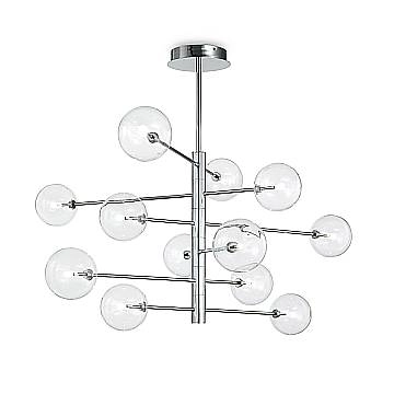Sospensione Contemporanea Equinoxe Metallo Cromo 12 Luci 2W 3000K Luce Calda Sospensione Contemporanea Equinoxe Metallo Cromo 12 Luci 2W 3000K Luce Calda
