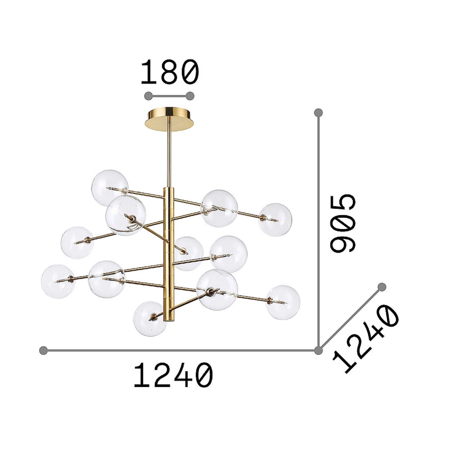 Sospensione Contemporanea Equinoxe Metallo Cromo 12 Luci 2W 3000K Luce Calda 200118