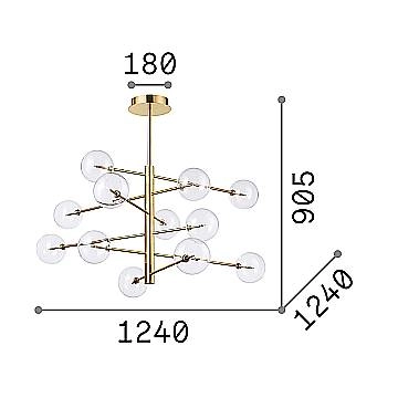 Sospensione Contemporanea Equinoxe Metallo Cromo 12 Luci 2W 3000K Luce Calda 200118