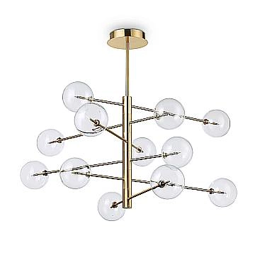 Sospensione Contemporanea Equinoxe Metallo Ottone 12 Luci 2W 3000K Luce Calda Sospensione Contemporanea Equinoxe Metallo Ottone 12 Luci 2W 3000K Luce Calda
