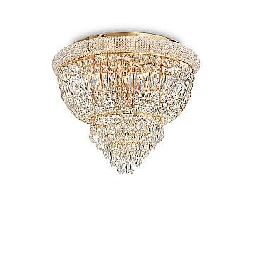 Plafoniera Classica Dubai Metallo-Cristallo Ottone 6 Luci E14