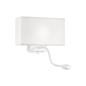 Applique Moderna Hotel Metallo Bianco 2 Luci E27+Led 1,5W
