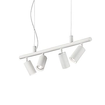 Lampadario Moderna Dynamite Metallo Bianco 4 Luci Gu10 7W 3000K Luce Calda