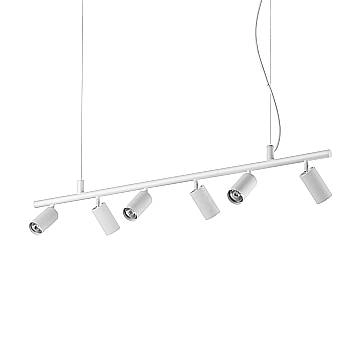 Lampadario Moderna Dynamite Metallo Bianco 6 Luci Gu10 7W 3000K Luce Calda