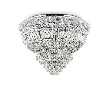 Plafoniera Classica Dubai Metallo-Cristallo Cromo 24 Luci E14