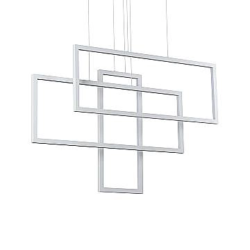 Sospensione Moderna Frame Alluminio Bianco Led 93W 3000K Luce Calda Sospensione Moderna Frame Alluminio Bianco Led 93W 3000K Luce Calda