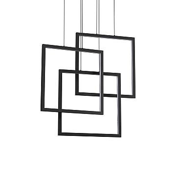 Sospensione Moderna Frame Alluminio Nero Led 80W 3000K Luce Calda Sospensione Moderna Frame Alluminio Nero Led 80W 3000K Luce Calda