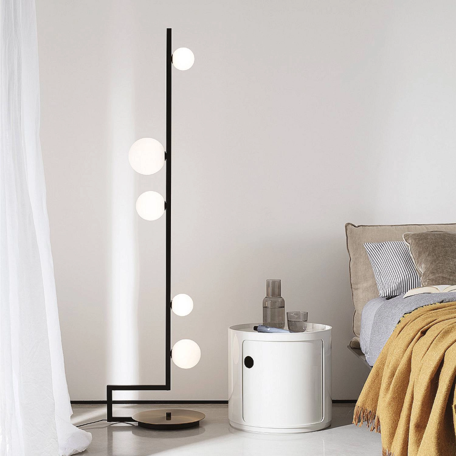 Piantana Industrial-Minimal Birds Metallo Nero 5 Luci G9 3W 3000K Luce Calda 273662