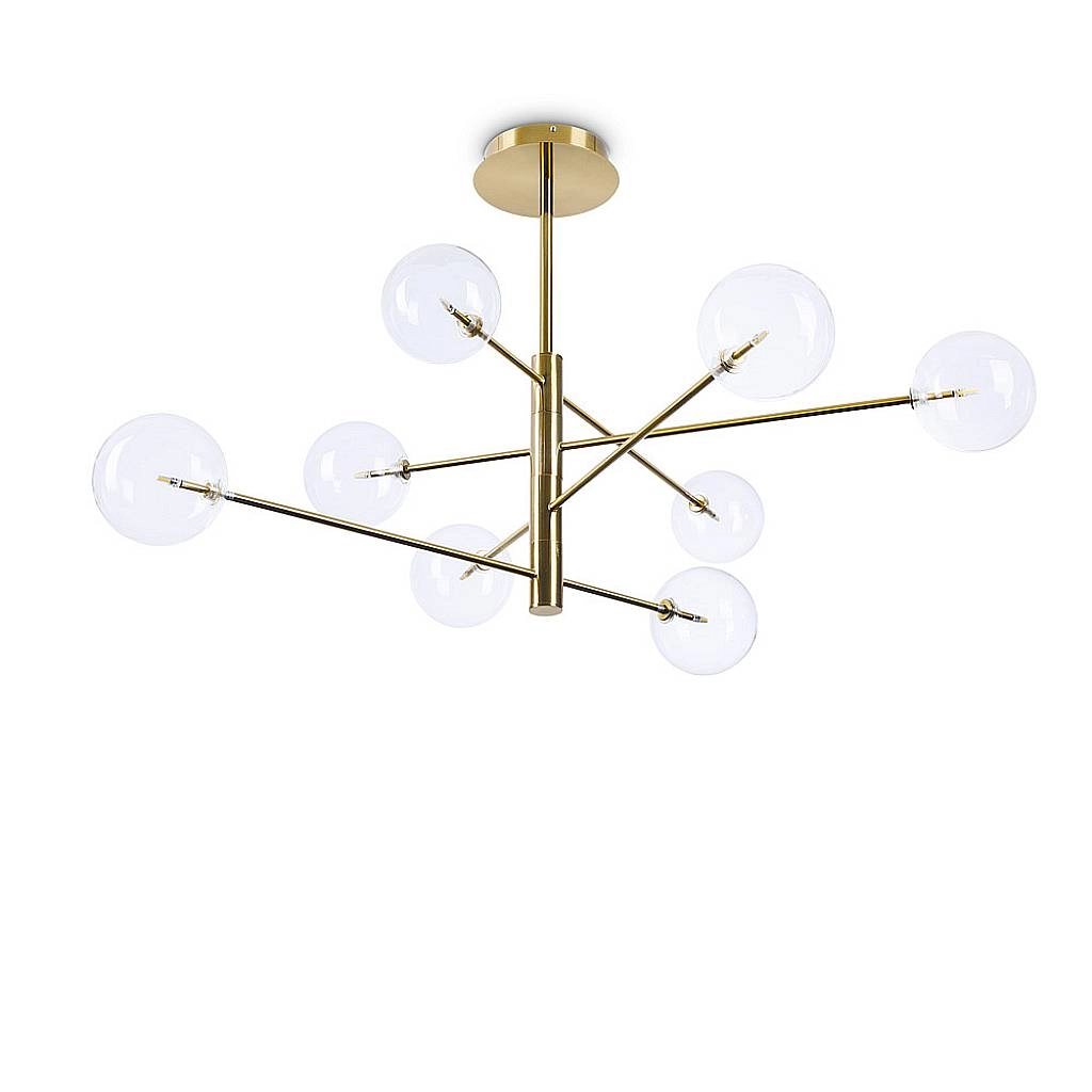 Sospensione Contemporanea Equinoxe Metallo Ottone 8 Luci 2W 3000K Luce Calda 275215
