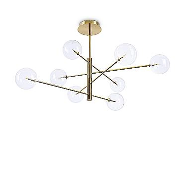 Sospensione Contemporanea Equinoxe Metallo Ottone 8 Luci 2W 3000K Luce Calda Sospensione Contemporanea Equinoxe Metallo Ottone 8 Luci 2W 3000K Luce Calda