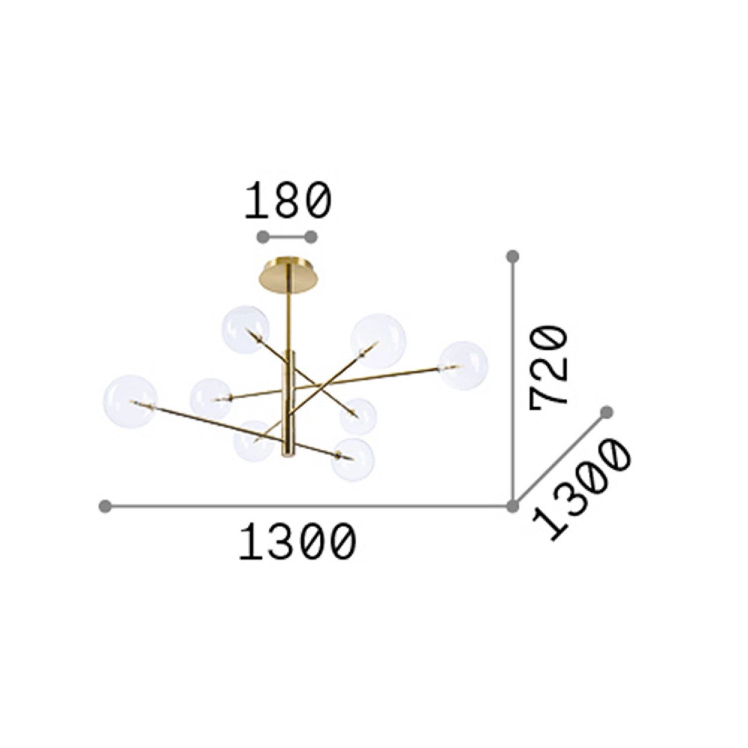 Sospensione Contemporanea Equinoxe Metallo Ottone 8 Luci 2W 3000K Luce Calda 275215