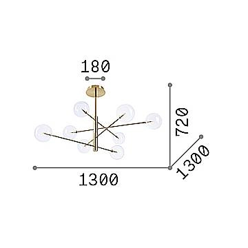 Sospensione Contemporanea Equinoxe Metallo Ottone 8 Luci 2W 3000K Luce Calda 275215