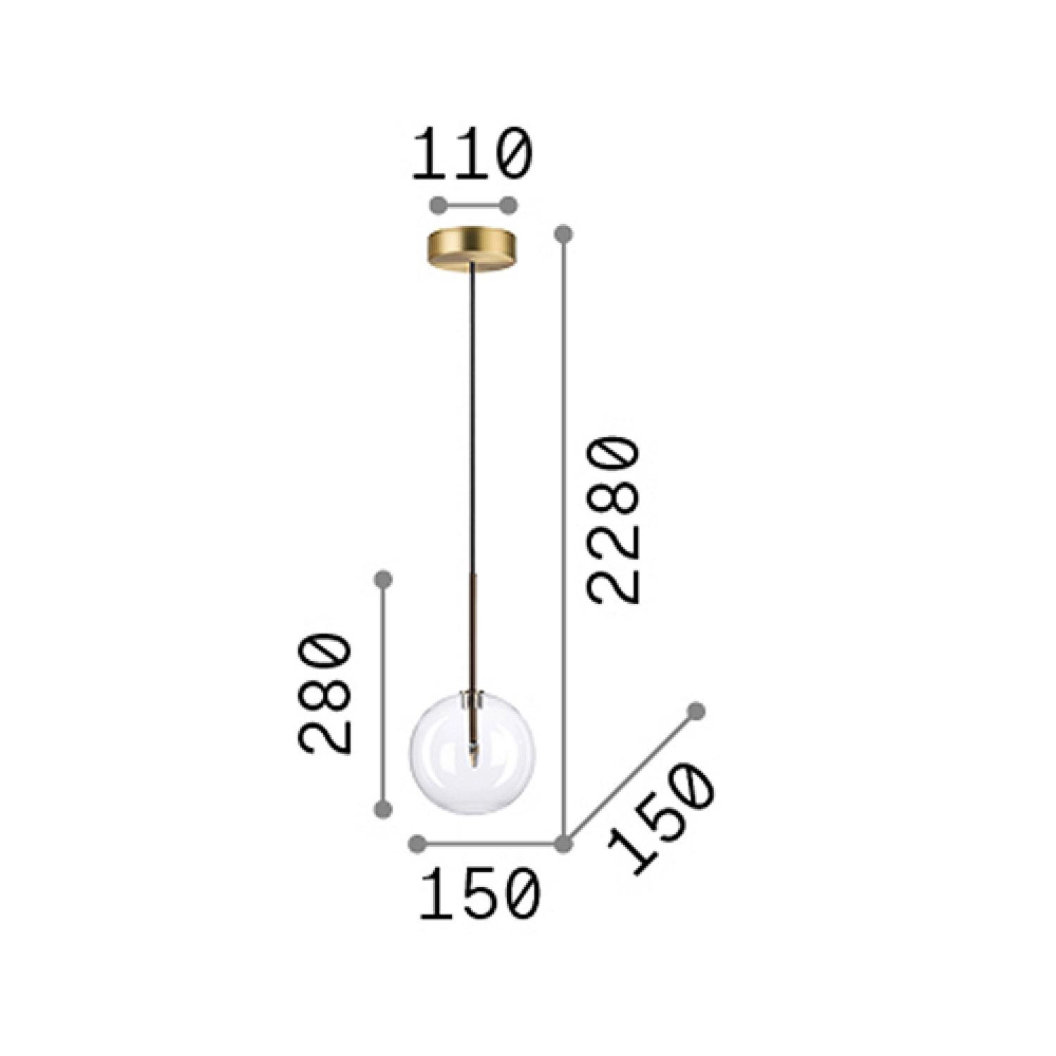 Sospensione Contemporanea Equinoxe Metallo Ottone 1 Luce 2W 3000K D15Cm 277370