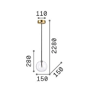 Sospensione Contemporanea Equinoxe Metallo Ottone 1 Luce 2W 3000K D15Cm 277370