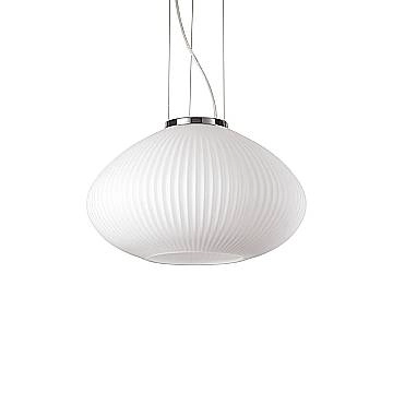 Sospensione Moderna Plisse' Metallo Cromo 1 Luce E27 D35Cm
