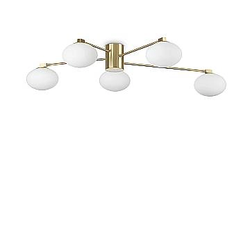 Plafoniera Contemporanea Hermes Metallo Ottone 5 Luci G9 3W 3000K Luce Calda