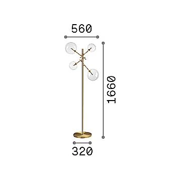 Piantana Contemporanea Equinoxe Metallo Ottone 4 Luci 2W 3000K Luce Calda 290966