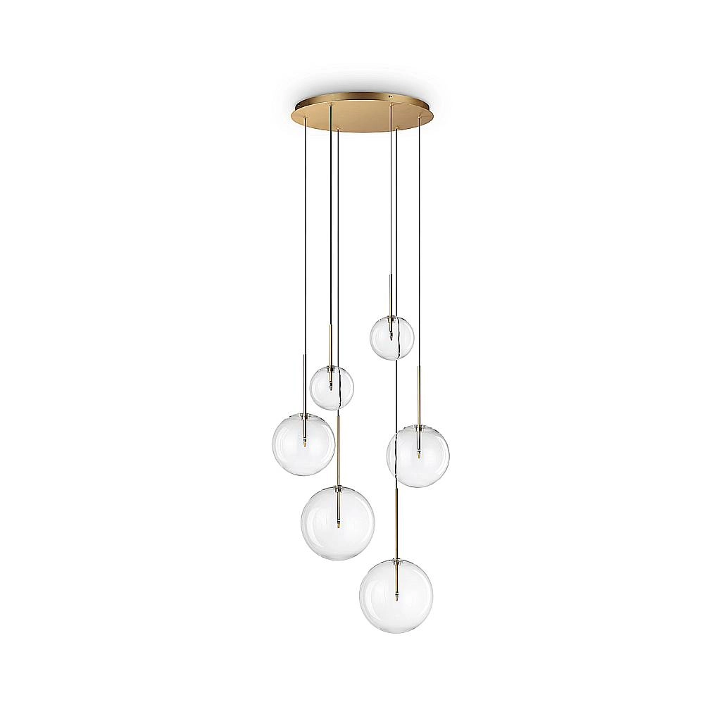 Lampadario A Sospensione Moderno Equinoxe Metallo Ottone 6 Luci G4 2W Ip20 317243