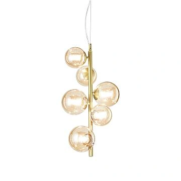 Lampadario A Sospensione Moderno Perlage Metallo Ottone 6 Luci G9 15W 3000K