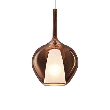 Sospensione Contemporanea Kalique Vetro Rame Bianco E Cromo 1 Luce E27 H50Cm Sospensione Contemporanea Kalique Vetro Rame Bianco E Cromo 1 Luce E27 H50Cm