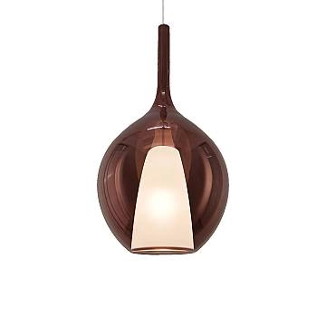 Sospensione Contemporanea Kalique Vetro Rame Bianco E Cromo 1 Luce E27 H53Cm Sospensione Contemporanea Kalique Vetro Rame Bianco E Cromo 1 Luce E27 H53Cm