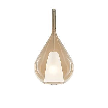 Sospensione Contemporanea Kalique Vetro Ambra Bianco E Cromo 1 Luce E27 H59Cm Sospensione Contemporanea Kalique Vetro Ambra Bianco E Cromo 1 Luce E27 H59Cm
