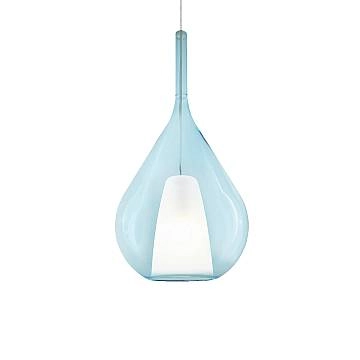 Sospensione Contemporanea Kalique Vetro Azzurro Bianco E Cromo 1 Luce E27 H59Cm Sospensione Contemporanea Kalique Vetro Azzurro Bianco E Cromo 1 Luce E27 H59Cm