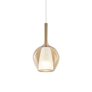 Sospensione Contemporanea Kalique Vetro Ambra Bianco E Cromo 1 Luce E27 H33Cm Sospensione Contemporanea Kalique Vetro Ambra Bianco E Cromo 1 Luce E27 H33Cm