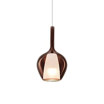 Sospensione Contemporanea Kalique Vetro Rame Bianco E Cromo 1 Luce E27 H33Cm Sospensione Contemporanea Kalique Vetro Rame Bianco E Cromo 1 Luce E27 H33Cm