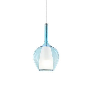Sospensione Contemporanea Kalique Vetro Azzurro Bianco E Cromo 1 Luce E27 H33Cm Sospensione Contemporanea Kalique Vetro Azzurro Bianco E Cromo 1 Luce E27 H33Cm