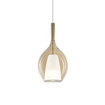 Sospensione Contemporanea Kalique Vetro Ambra Bianco E Cromo 1 Luce E27 H36Cm Sospensione Contemporanea Kalique Vetro Ambra Bianco E Cromo 1 Luce E27 H36Cm
