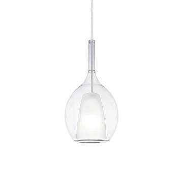 Sospensione Contemporanea Kalique Vetro Trasparente Bianco E Cromo E27 H36Cm Sospensione Contemporanea Kalique Vetro Trasparente Bianco E Cromo E27 H36Cm
