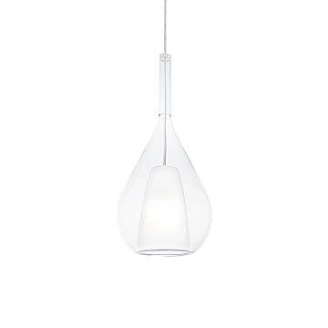 Sospensione Contemporanea Kalique Vetro Trasparente Bianco E Cromo E27 H40Cm Sospensione Contemporanea Kalique Vetro Trasparente Bianco E Cromo E27 H40Cm