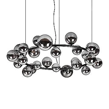 Ideal Lux Sospensione moderna Perlage 25 luci G9 fumè metallo vetro