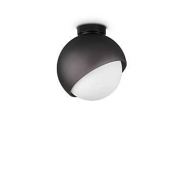 Plafoniera Contemporanea Bloom Metallo Nero Vetro Grigio 1 Luce E27 D22Cm