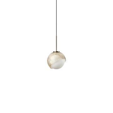 Sospensione Contemporanea Bloom Metallo Ottone Vetro Ambra 1 Luce E27 D12Cm