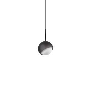 Sospensione Contemporanea Bloom Metallo Nero Vetro Grigio 1 Luce E27 D12Cm