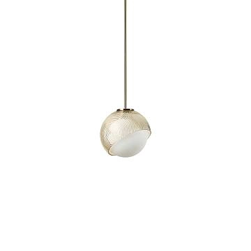 Sospensione Contemporanea Bloom Metallo Ottone Vetro Ambra 1 Luce E27 D17Cm