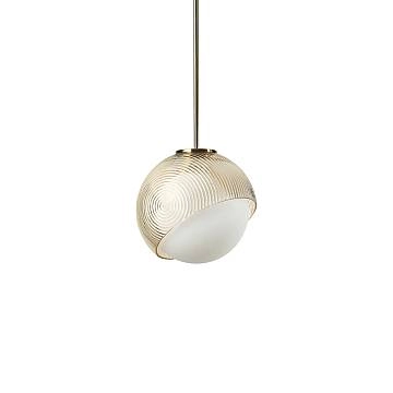 Sospensione Contemporanea Bloom Metallo Ottone Vetro Ambra 1 Luce E27 D22Cm