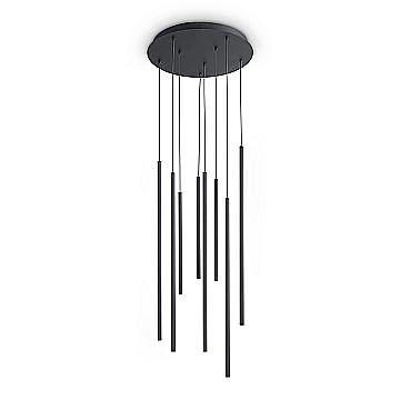 Ideal Lux Sospensione moderna Look 8 luci LED integrato nero vetro metallo