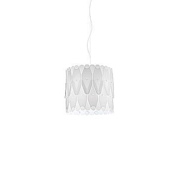 Sospensione Moderna Amanda Polilux ® Bianco E Metallo Cromo 1 Luce E27